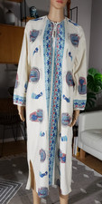 Vintage 60s 70s Cotton Kaftan Dress Egyptian Pattern Print hippie Boho