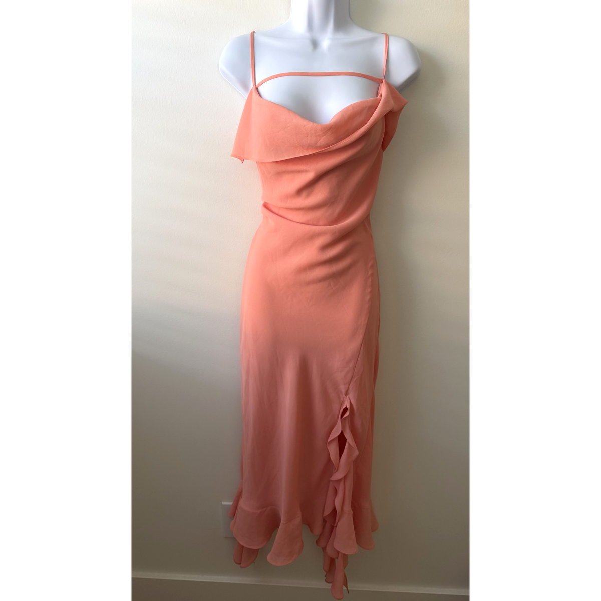 pull&bear strappy asymmetric ruffle hem mini dress in pale pink SAME Ruffle Hem Mini Dress main image 0