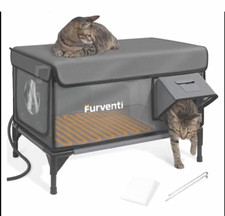Furventi Elevated Indoor/Outdoor Plastic Cat House w/ Escape Door 2025-GJWMXMW-S