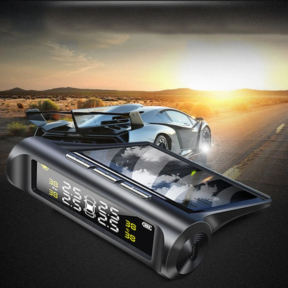 Wireless Car Solar TPMS LCD Tire Pressure Monitoring System 4 External Sensors Ḧ - Image 3 of 4