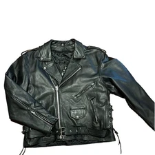 USA Bikers Dream Apparel Mens Size 48 Black Leather Motorcycle Jacket Thinsulate