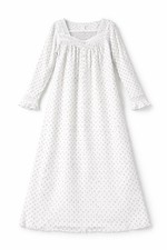 Eileen West Nightgown Small Purple Floral Ditsy L/S Cotton Ruffle Crochet Casual