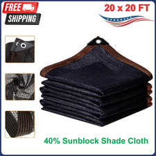 40 UV Sunblock Shade Cloth for Garden Plant Cover Black Greenhouse Patio 20x20ft