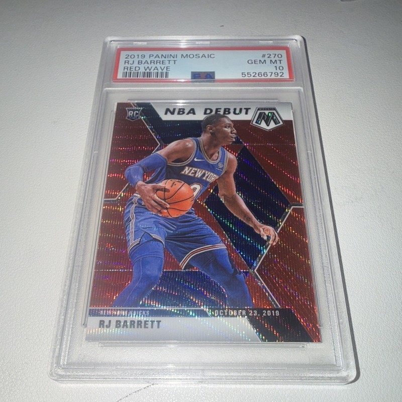 Panini 2019-20 Mosaic RJ Barrett RC NBA Debut #270 Red Wave Prizm PSA 10
