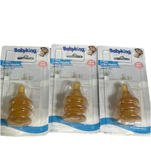 Menge 3 Baby King Latex Brustwarzen Medium Flow 3 im Pack 9 insgesamt passt den meisten Stillern
