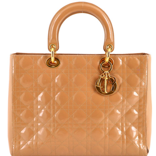 Christian Dior Lady Dior Bag Cannage Quilt Patent Large