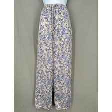 Uniqlo Pants Womens Large Beige Floral Satin Pockets Cottagecore Boho Wide Leg