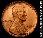 1945 Lincoln Wheat Cent- Red- Choice Gem Brilliant Uncirculated Luster #J5698
