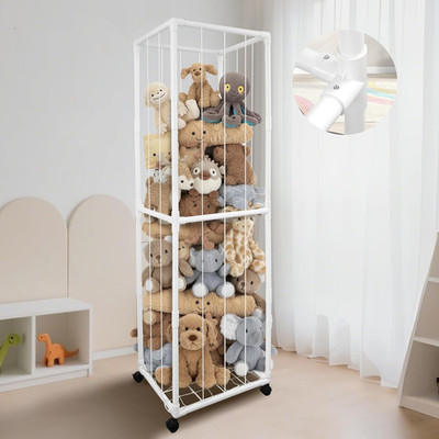 Wheeled Stuffed Animal Storage Zoo - 65'' Plush Toy Organizer for Kids