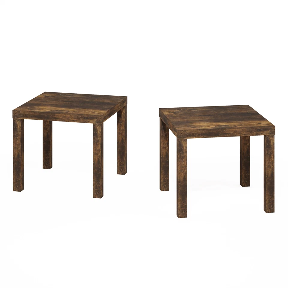 Furinno Classic Homey Square Side Table in Set of 2 in Amber Pine - Image 3 of 4
