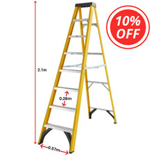 Excel Fibreglass Step Ladder - Heavy Duty 7 Tread 2.1m Electricians EN131 1657