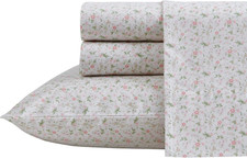 Laura Ashley   Full Size Sheet Set, Crisp  Lightweight Cotton Percale Bedding w
