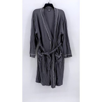 UNBRANDED Men's Gray Solid Wrap Belted Robe SZ SM