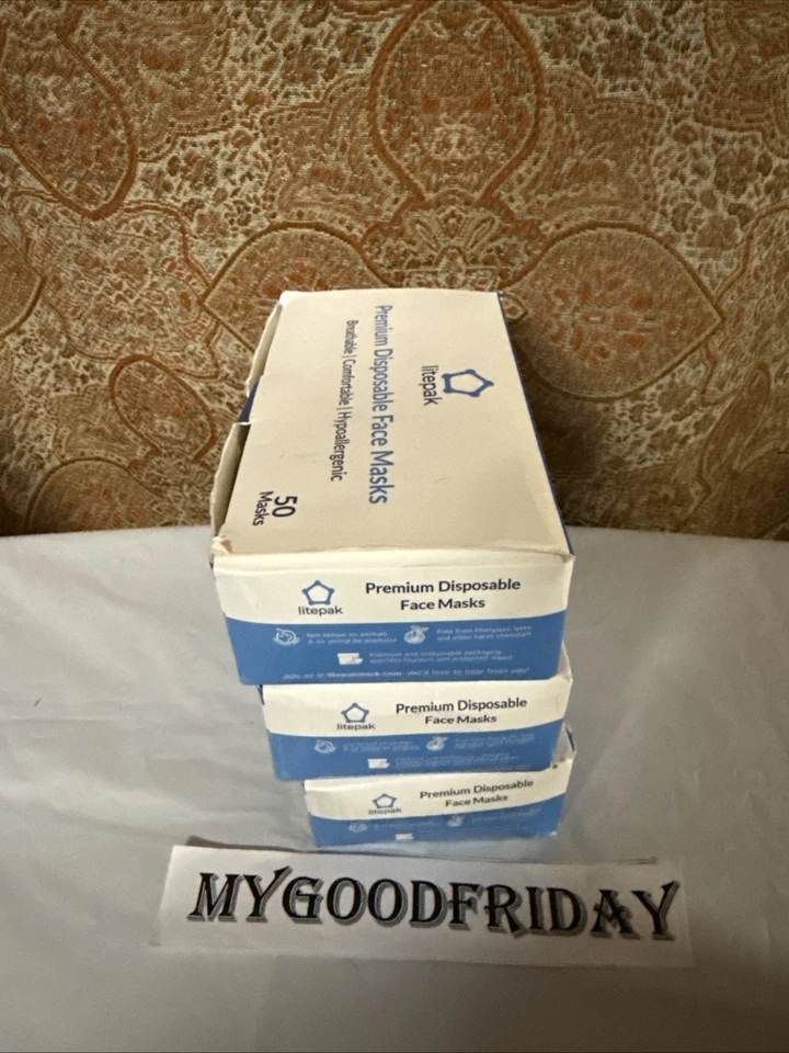 Litepak 150 Disposable Face Mask Thickness Comfort Earloops  50 Masks Ea Ex:1/29 - Image 2 of 4