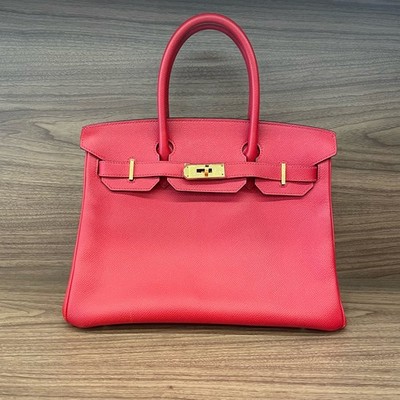 Hermes Birkin 30 Red Epsom Gold Hardware GHW Square R Authentic