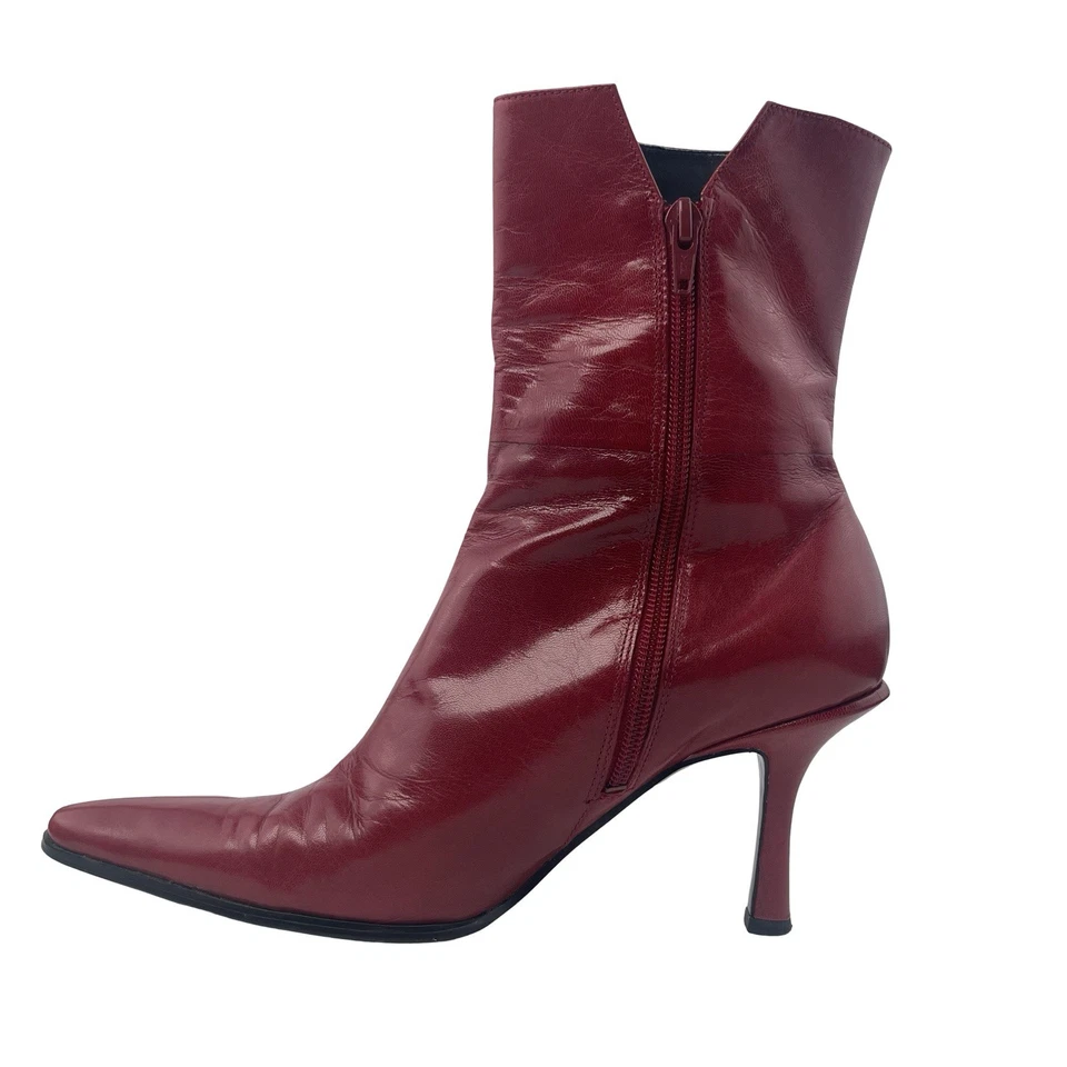 Botines Nine West de cuero rojo punta punta tacón de aguja talla Y2K 7,5 M Foto 4 de 4