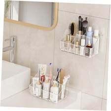Clear Toothbrush Holders for Bathroom Organizers and Storage Wall 2 Packs