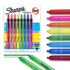 Retractable Chisel Tip Highlighters Assorted Colors 8 Pack Multicolor Set
