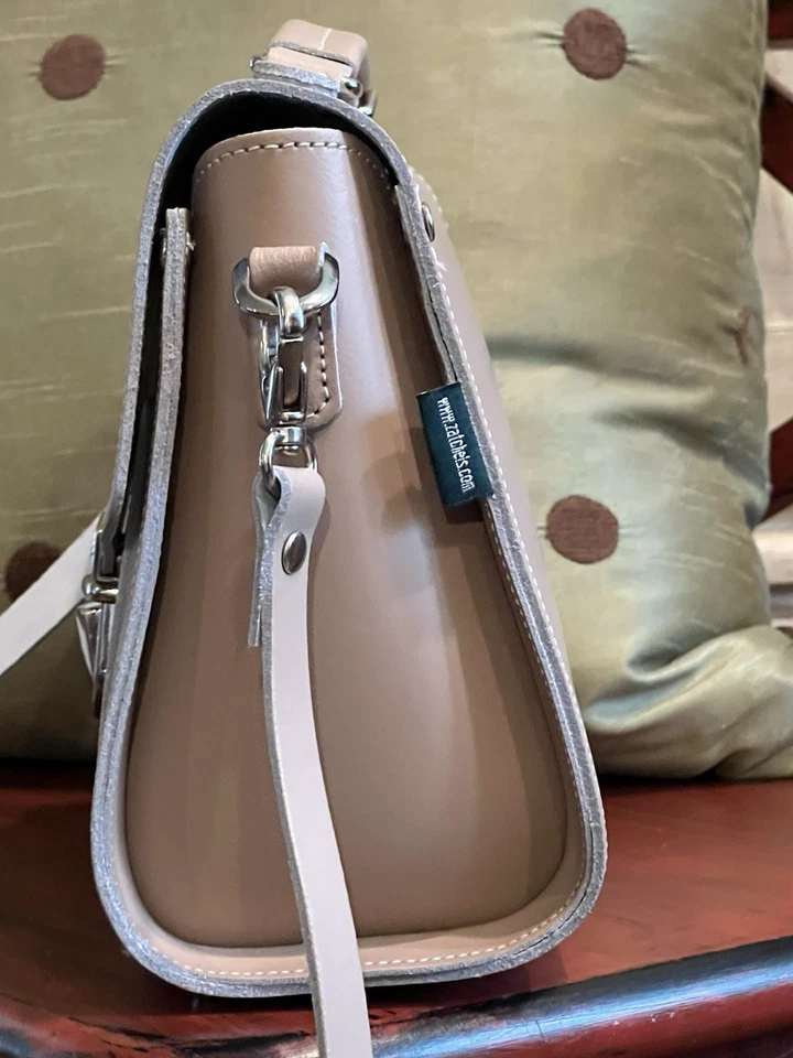 Bolso Bandolera Pequeño de Cuero Zatchels Nuevo con Etiquetas Tostado Claro Foto 3 de 4