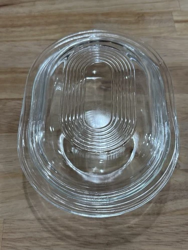 Vintage Pyrex Clear Glass Covered Casserole Dish Oval Ribbed Lid