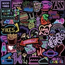 30Pcs Random Cool Neon Waterproof Vinyl Stickers for Kids Adults Teens