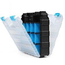 Double Sided 34 Compartment Tool Box Organiser Plastic Small Storage Box Craft