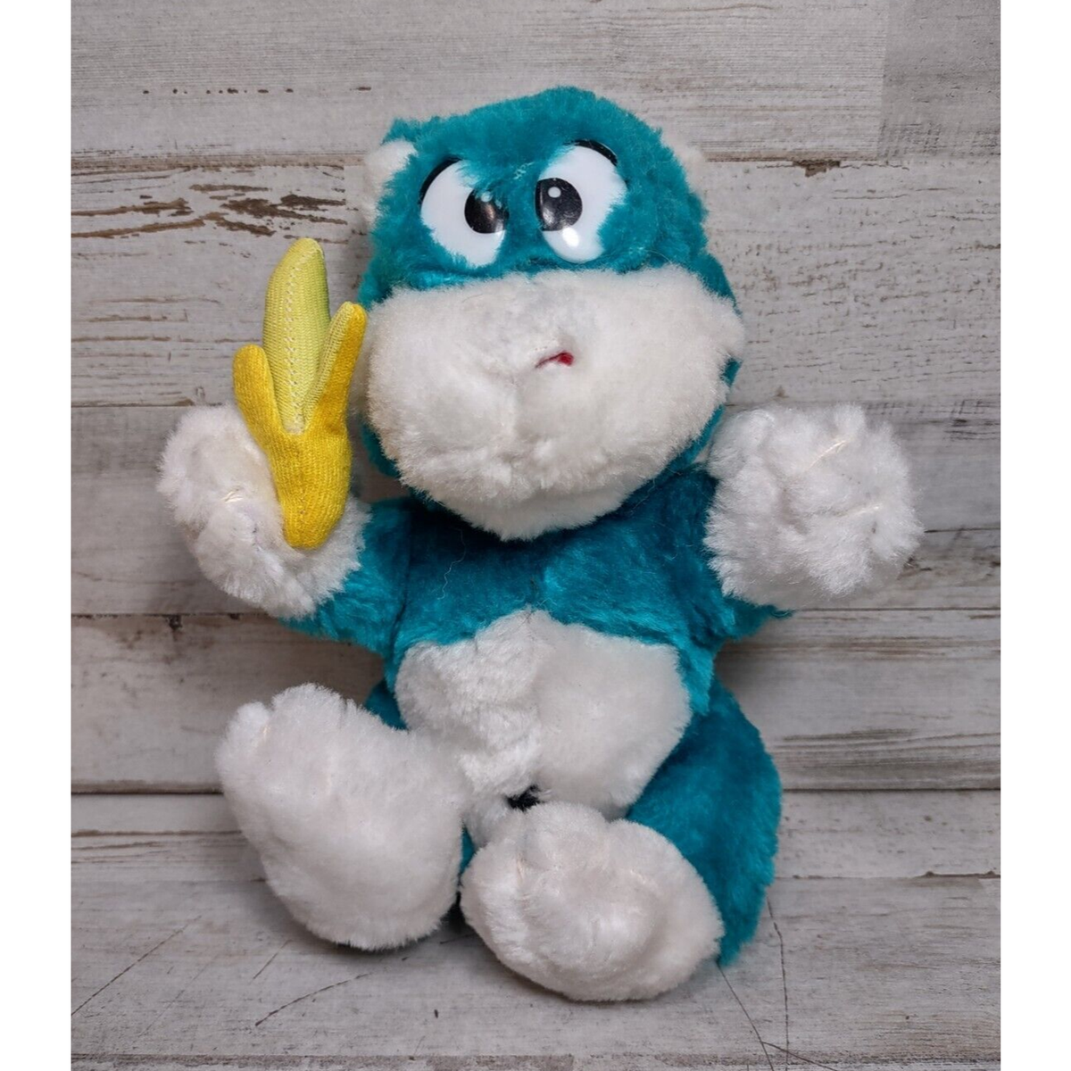 Vintage Nanco Aqua Blue Monkey with Banana Plush Animal Carnival