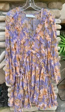 GORGEOUS Zimmermann Lavender Floral Silk Dress, Aus Size 1, Medium