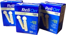 3x ReliOn Thin 100 Lancets 26 Gauge for Alternative Site Use EXP 2029 - 300ct