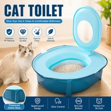 Extra Large 2-in-1 Cat Litter Box with Flushable Toilet Design, Semi-Enclosed