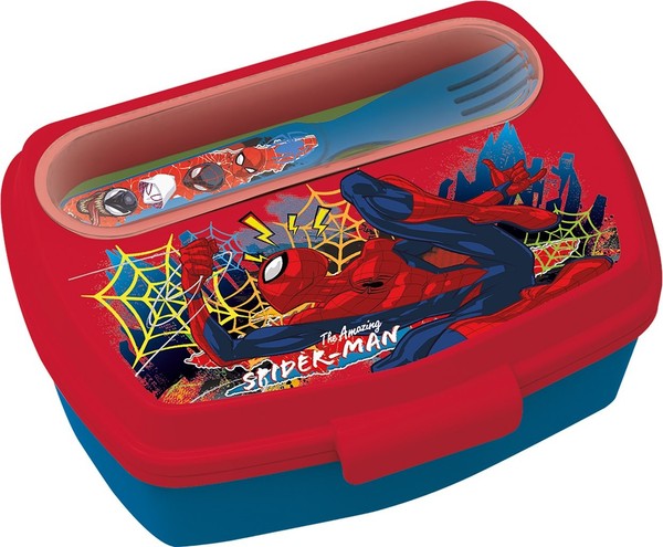 Tataway Spiderman Sandwichbox Mit Besteck Inklusive, Originales Lunchbox-Set-image