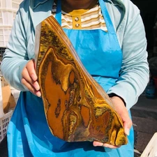 10.67LB Natural Yellow Tiger Eye Stone Crystal Mineral Specimen Polish Healing