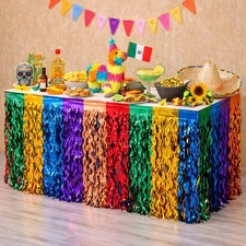 OHOME Cinco De Mayo Decorations - 2 Pack Table Skirts for Fiesta Party Decora...