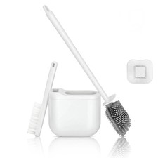 Silicone Brush Set with Corner Brush  Wall-Mounted Holder, No-Scratch Design...