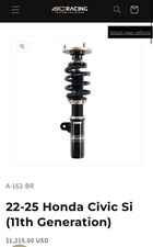 BC Racing BR Series Coil overs for 11th gen 22+ civic si
