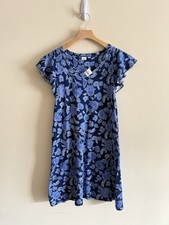 Gap Short Sleeve Flutter Shift Dress Navy Blue Floral Print Womens M Cottage NWT