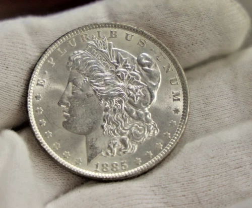 1885  US Morgan Silver Dollar $1 Unc Details (Cleaned)