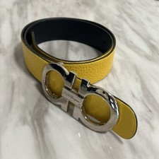 Salvatore Ferragamo Gancini Logo Buckle Belt Leather Reversible  Authentic