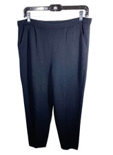 Marie St John Santana Knit Black Pants Size 10 Pleated Pockets Signature Label