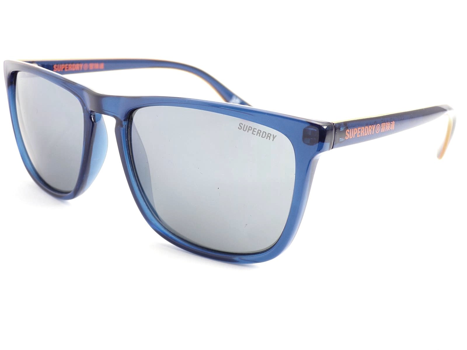 Superdry Shockwave Sunglasses Crystal Dark Blue with Silver Mirror Lenses 185