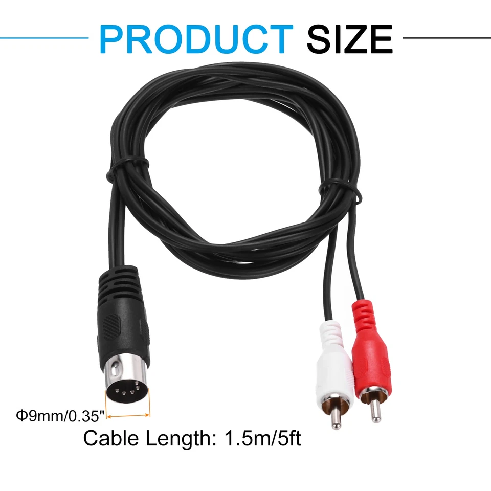 S Video Cable 5ft, 5 Pin S-Video Male to 3 RCA Male Composite Adapter - Image 2 of 4