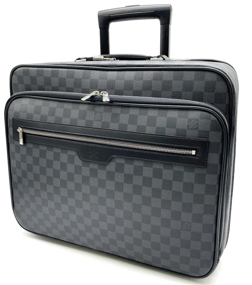 AUTÉNTICO Louis Vuitton Damier Graphite Pilot Case N23206 Trolley Bag con bolsa i110832 Foto 2 de 4