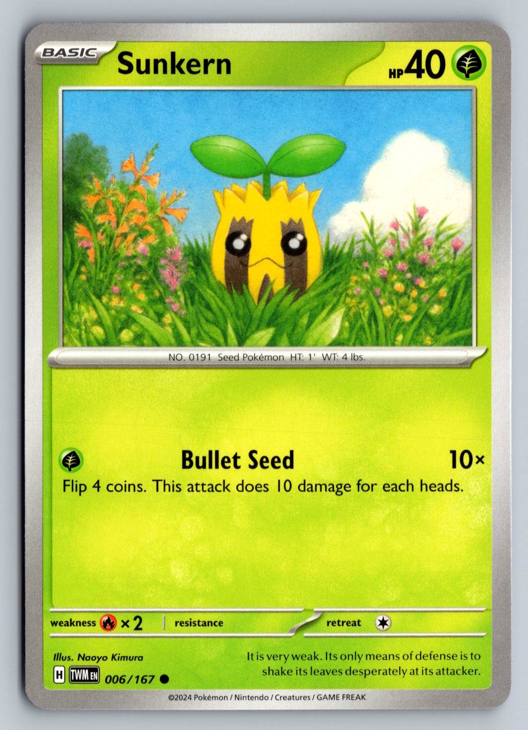 Twilight Masquerade SUNKERN 006/167 NM/M Pokemon Sky 3-37