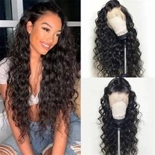AA Hair Front Wig Womens Brazilian Long Curly Lace Wavy Hair Corn Perm Wigs USA