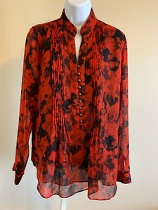 Coldwater Creek Blouse Ladies Size 18 Red Candy Canes