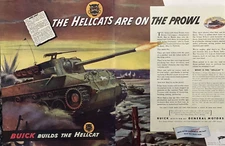 Buick Builds The Hellcat WW 2 Tank General Motors Vintage Print Ad 1944
