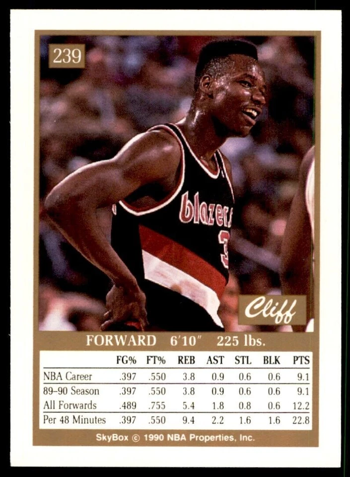 1990-91 SkyBox Cliff Robinson Rookie . Portland Trail Blazers #239 - Image 2 of 2