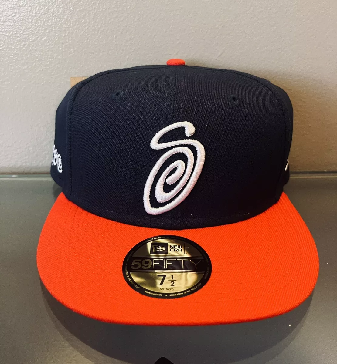 2023 New Stussy x New Era 7 1/2 fitted curly S navy red hat 2023 New Stussy x New Era 7 1/2 fitted curly S navy red hat