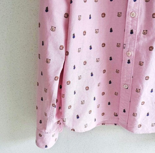 MOMOTARO JEANS Animal Print Shirt Affe Hund Fasan Pfirsich Junge Gr. 40 rosa - Bild 3 von 8