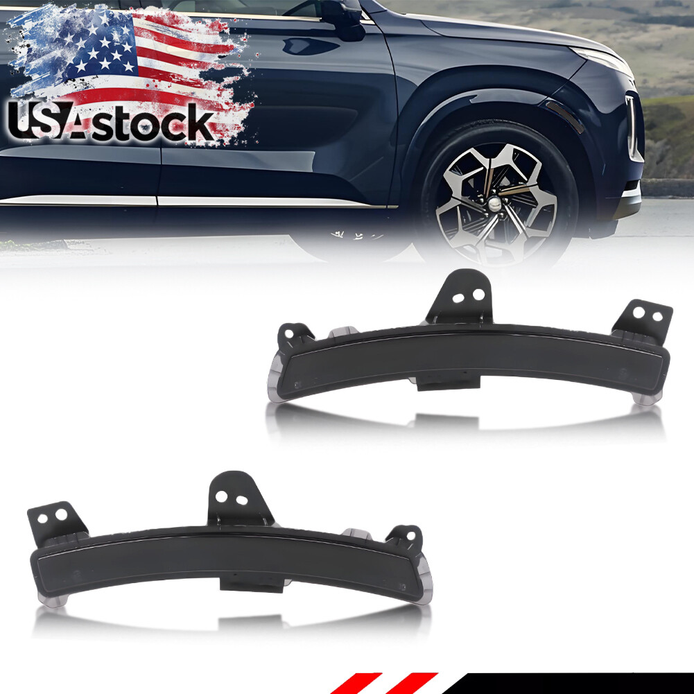 2X Smoke Lens Front Side Marker Lights for 2020-2022 Hyundai Palisade